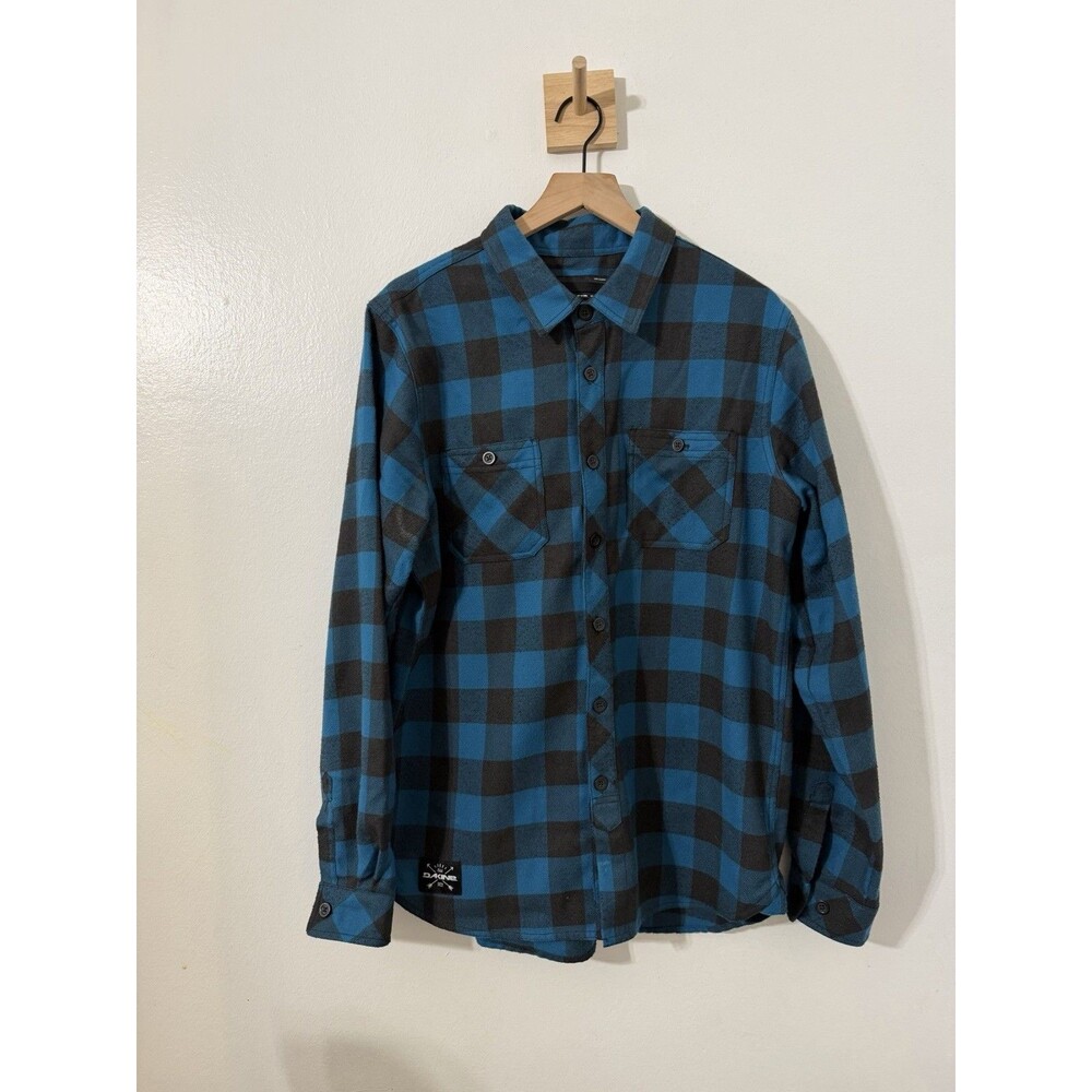 Dakine Flannel Button Down Blue Black Large Lumber Jack Mountain Man Warm Plaid